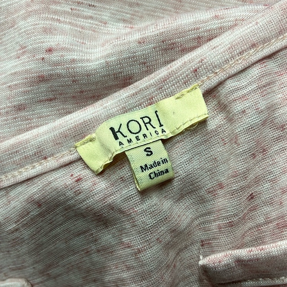 Kori Pink Space Dyed Patchwork Split Neck Oversized Short Sleeve Top - Picture 15 of 16